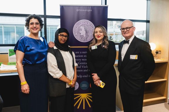 Julia, with Warda (CEO of Lasting Support), Sema (CEO of the Vavengers), and Sir Max Hill (Former Director of Public Prosecutions)